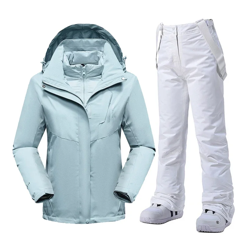 

Women Snowboard Suits New Windproof Waterproof Warm Thicken Snow Pants And Down Jacket Ski Clothes Set Winter Ski Suit Brands