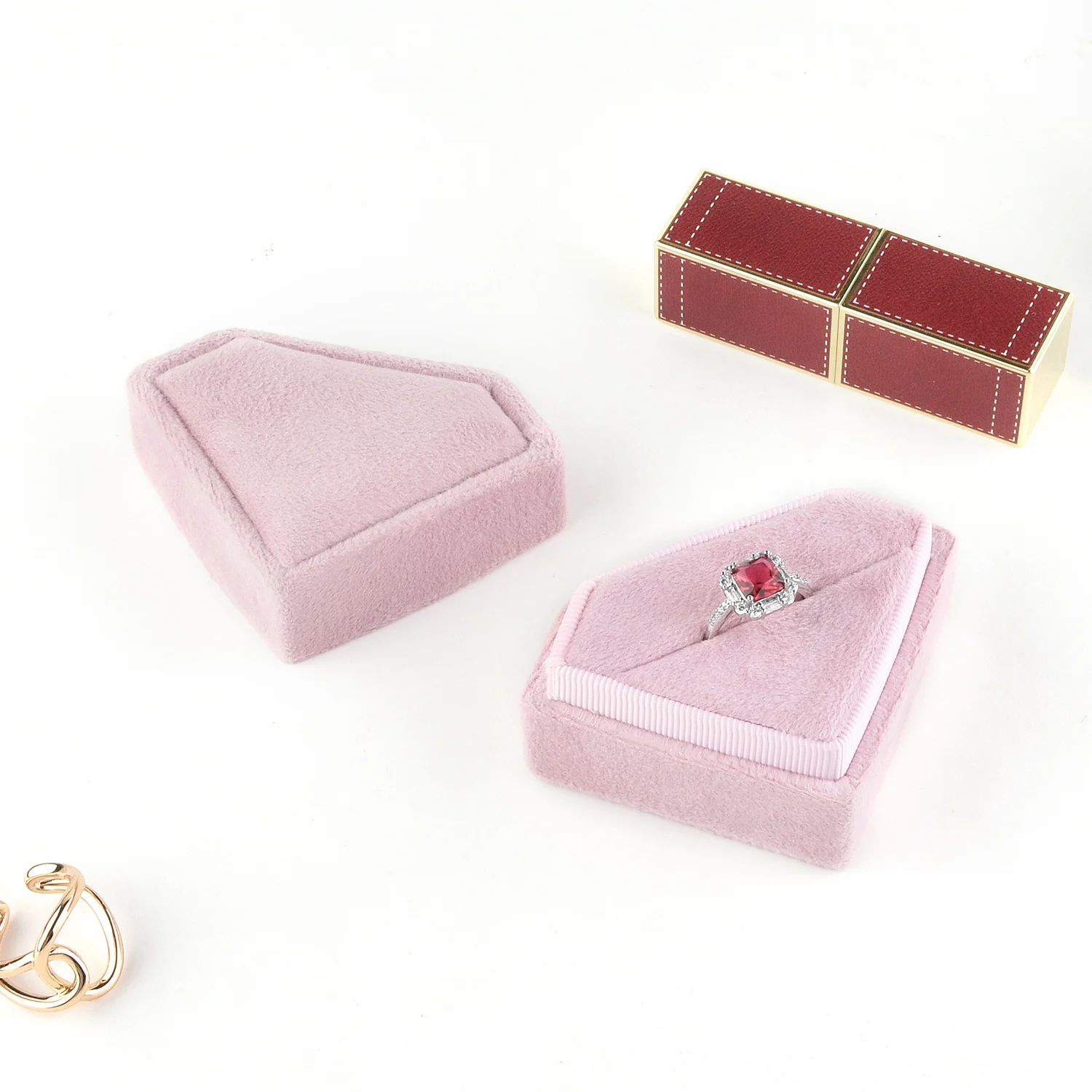 TAIMY Velvet Jewelry Ring Box Valentine Day Wedding Engagement Ring Gift Packaging Personalized Gifts Case Free Custom Service