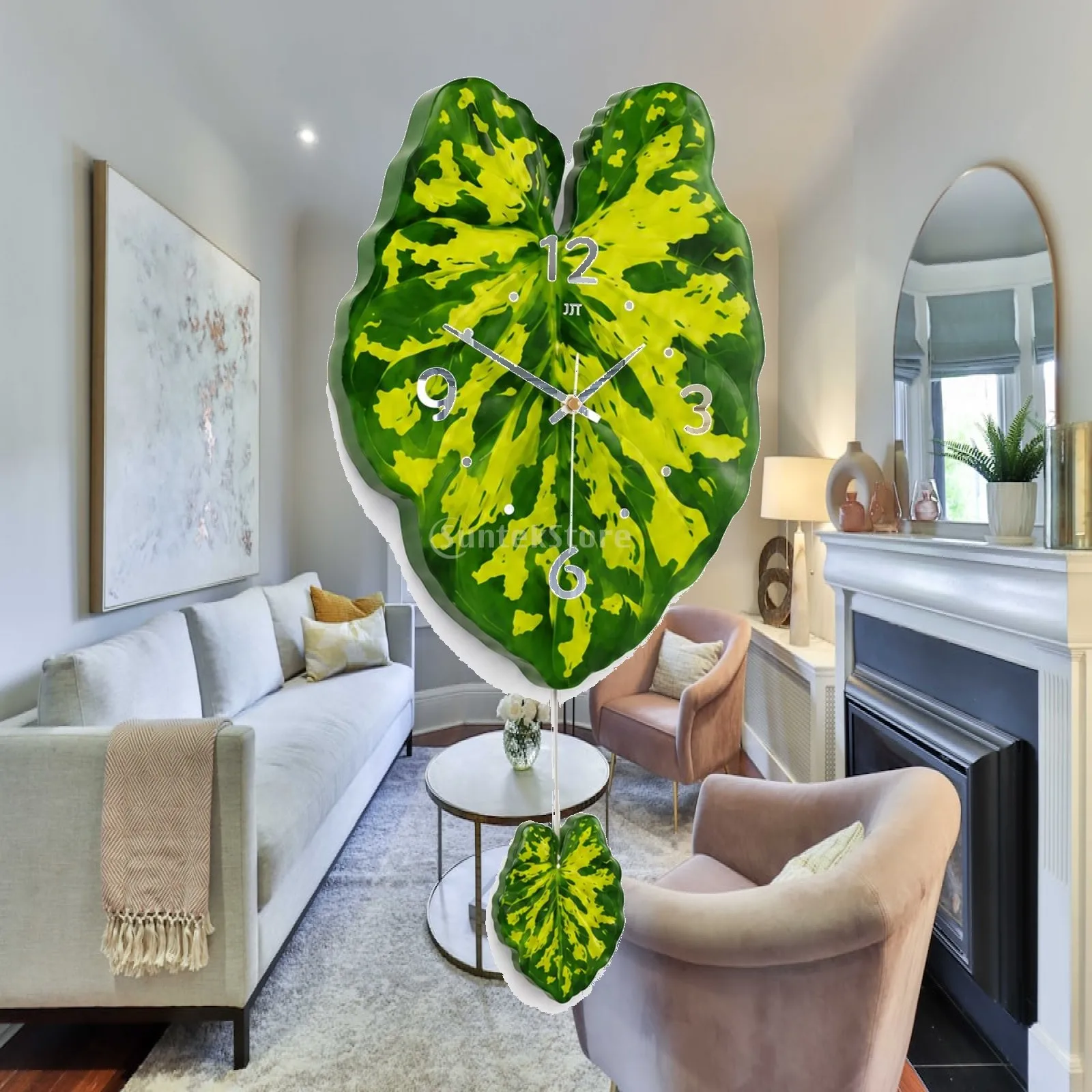 tropical-botanical-wall-clock-decorative-acrylic-hanging-for-living-room-kitchen-minimalist-home-accent