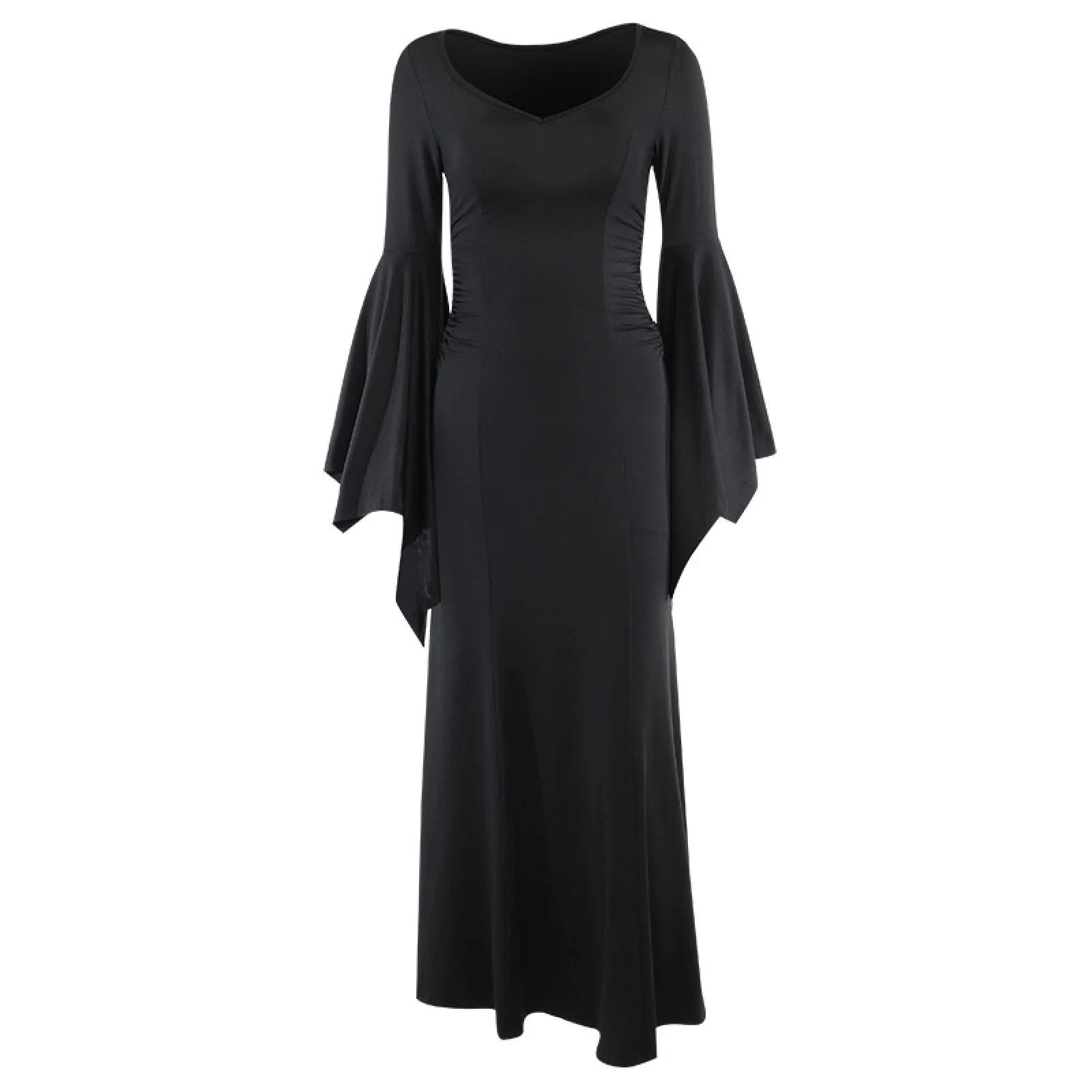 Robe gothique médiévale à manches évasées, robe de soirée à taille unie, robes longues de sorcière pour femmes, Costumes de Cosplay d'halloween