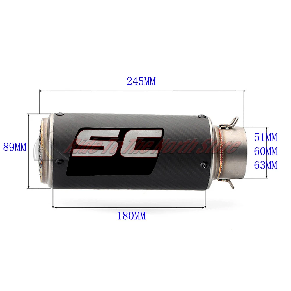 51 60 مللي متر مدخل ألياف الكربون SC العادم الخمار الأنابيب مع DB القاتل لكاواساكي ياماها هوندا سوزوكي Bmw Ktm الخ GP مشروع سباق #2