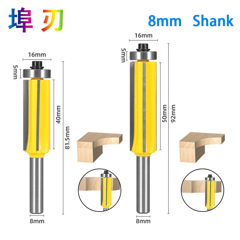 1Pc 8mm Flush Trim bit Z4 Pattern Router Bit Top & Bottom Bearing Bits Milling Cutter For Wood Woodworking Cutters LT038