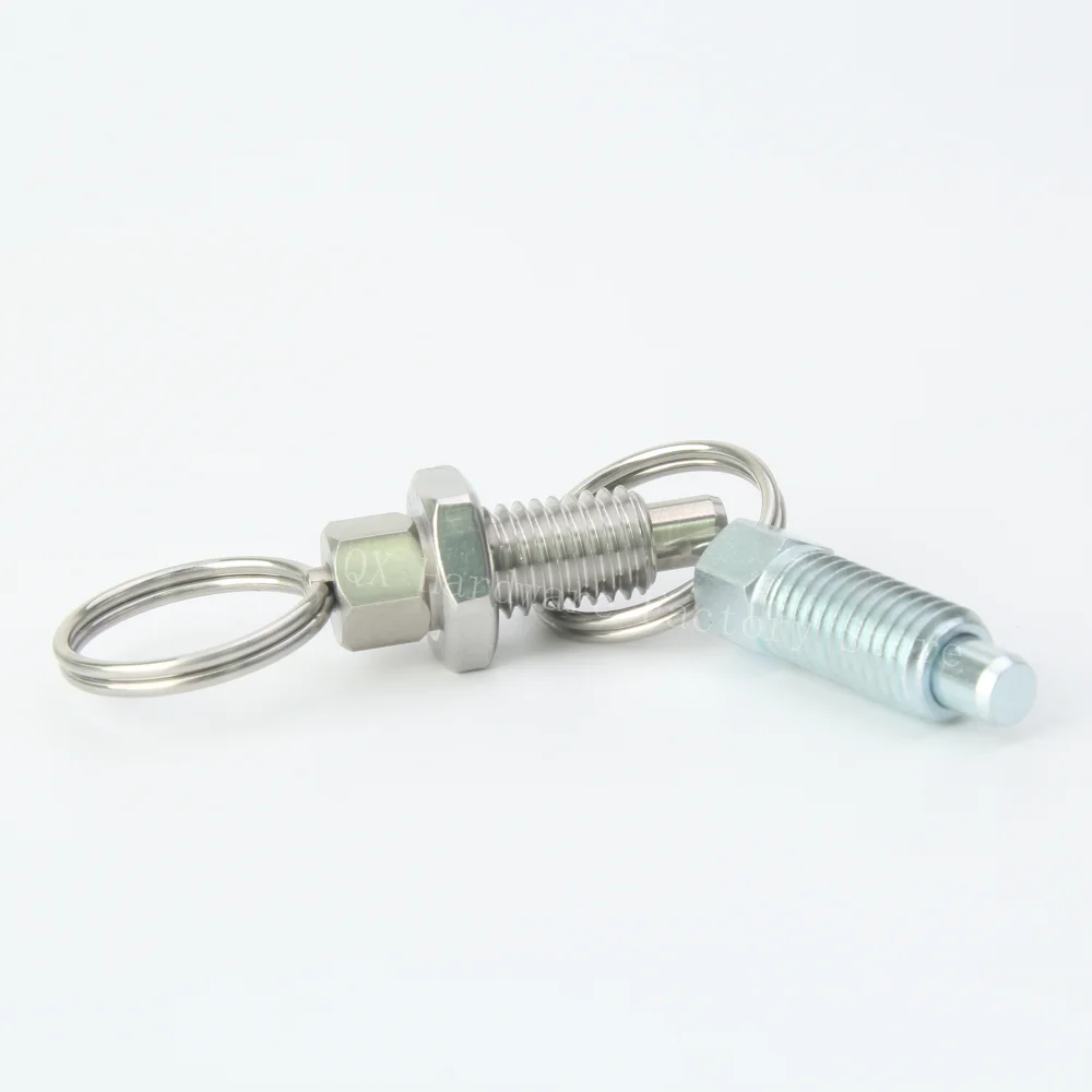QX217 Stainless/Carbon Steel Body Short Pull Ring Hand Retractable Spring Plungers with Locking Nut