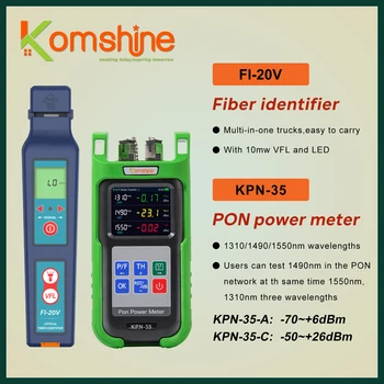 Komshine Fiber Optik Kablo Test Cihazı FI-20V Canlı Fiber Tanımlayıcı Dahili bir arada 10MW VFL ve KPN-35 PON Güç Ölçer 1310/1490/1550nm