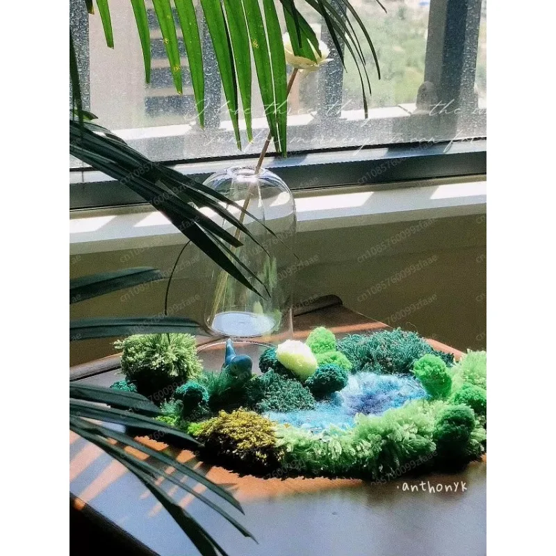 

Blue Islet Moss Coaster (Creative Gift, Desk Ornament Finished Product)