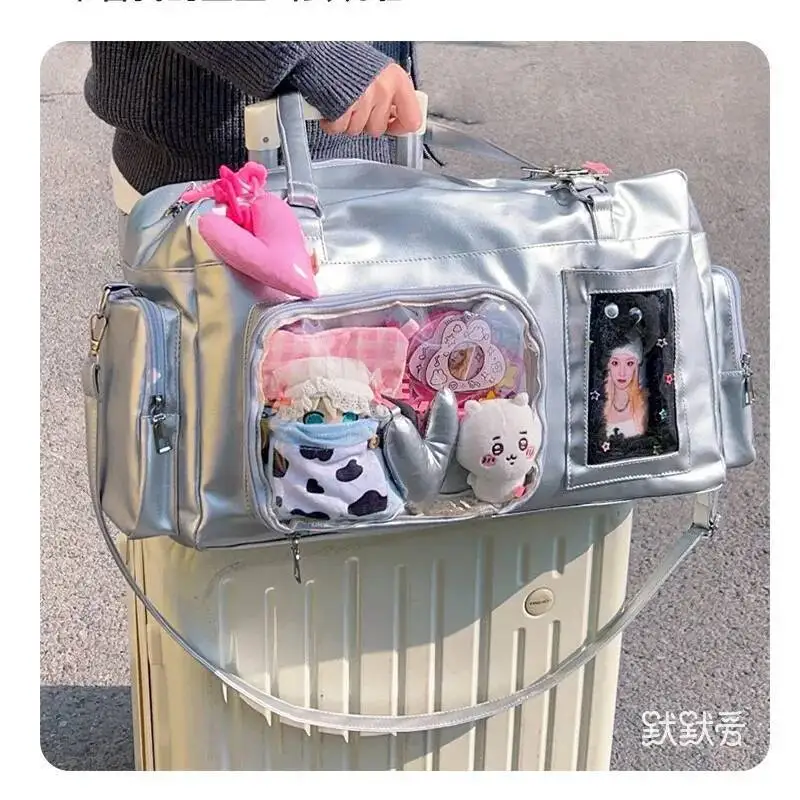 Bloom Haruku Sier Itabag Women Fashionable Lightweight Large Capacity Fiess Bag Female Sports Travel Crossbody Bags New