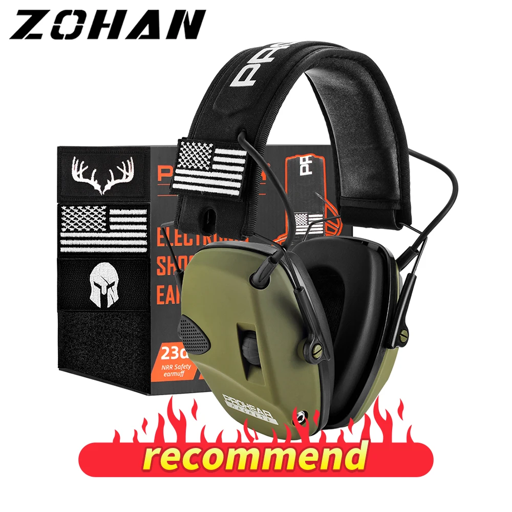 ZOHAN Electronic Shooting Earmuffs Hearing Protection Sound Amplification Anti-Noise Reduction NRR 23dB For Hunting Shoot Range