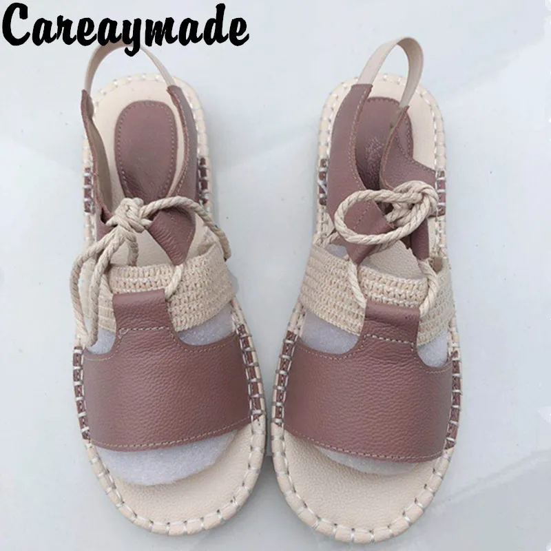 

Careaymade-Genuine Leather Sandals,pure handmade shoes,the retro art mori girl Flats shoes,fashion Casual shoes,35-41