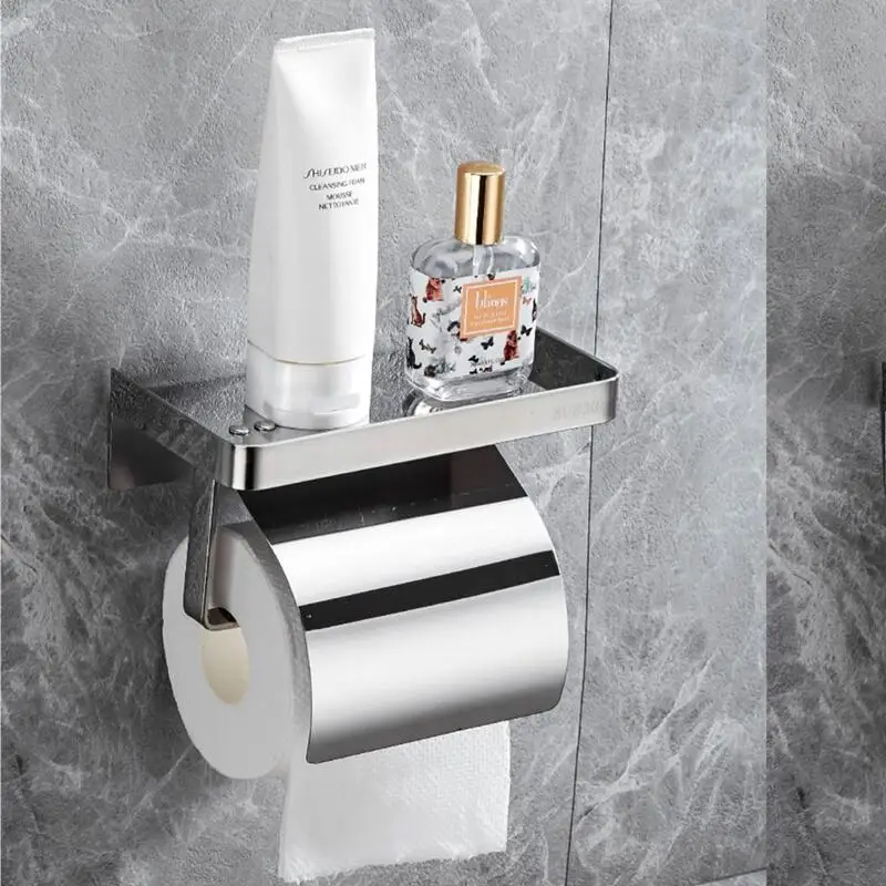 

Держатель для туалетной бумаги настенный, самоклеящийся, из нержавеющей стали, с полкой для телефона, для ванной и кухни