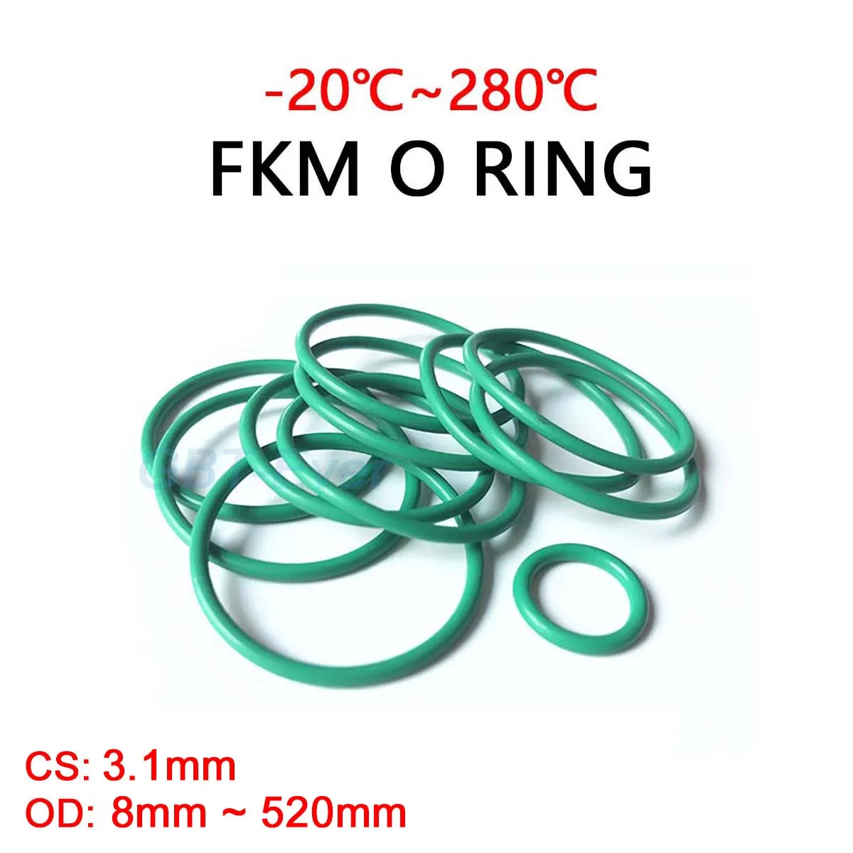 

FKM Green Fluorine Rubber O Ring CS 3.1mm OD 8mm ~ 520mm O-Rings Sealing Gasket Washer Oil Resistant Acid & Alkali Resistant