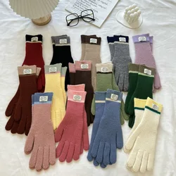 Matching Finger Gloves 2025 Winter Thickened Touch Screen Play Mobile Phone Riding Windproof Warm Women's Knitted Gloves