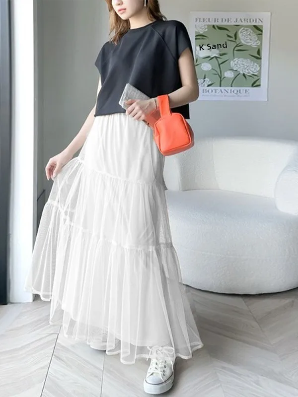 High Waist Me f Rock Damen Sli A-Linie Midirock Lässiger Gazerock Ele Dra Aosphere Rock