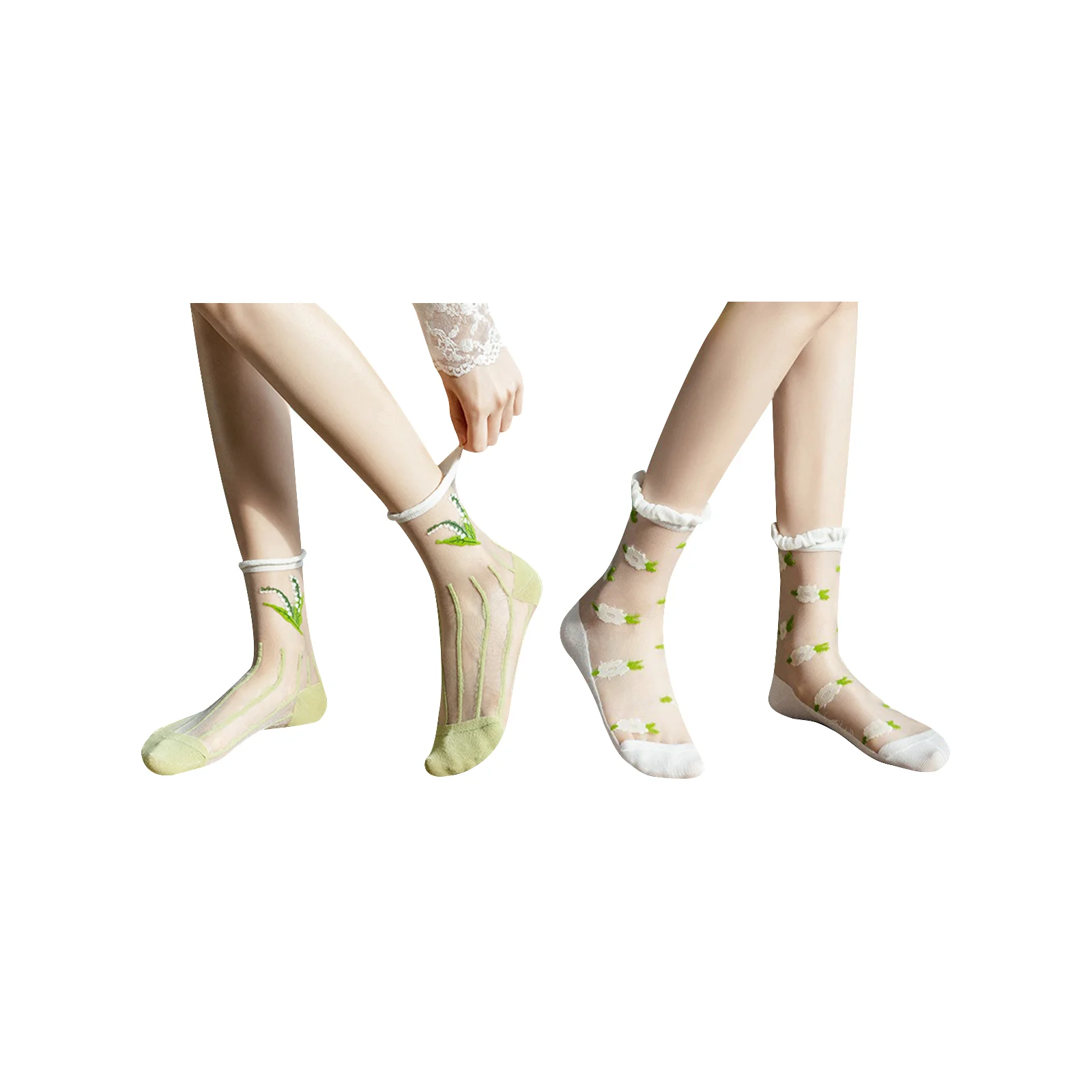 

Summer thin women's mid-calf socks combination A+B (1 pair of style A + 1 pair of style B)