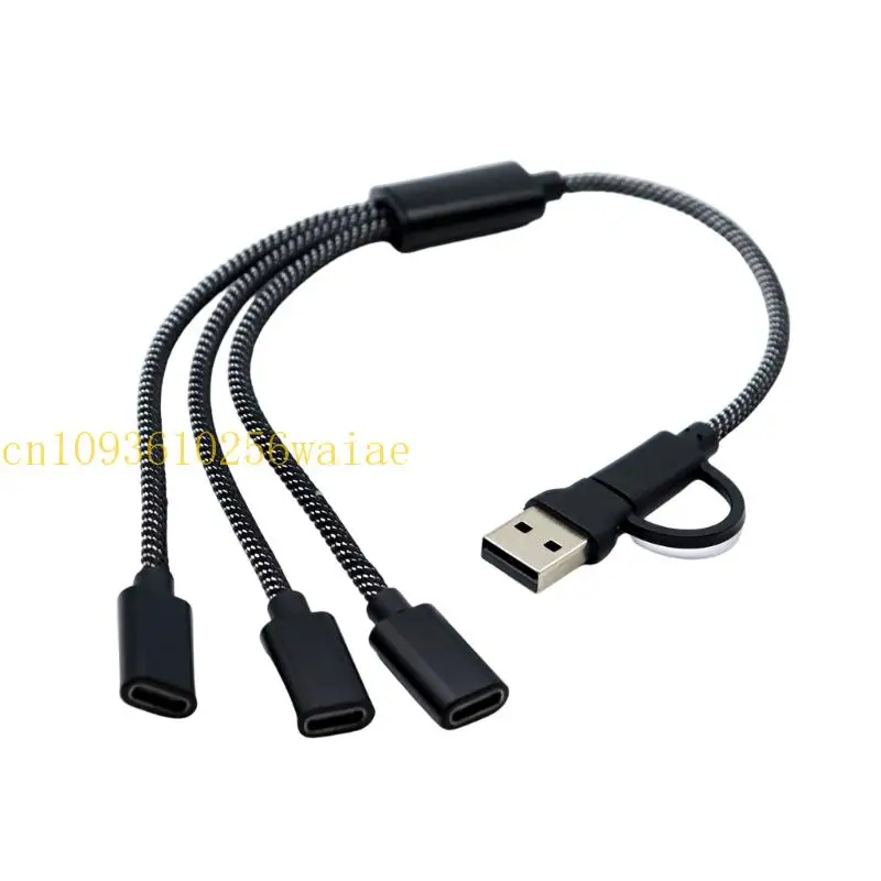 Cable divisor USB 652F, USB + Tipo C Conectores cable extensión Male a 2/3, Datos Puerto USB Datos y Carga Potencia