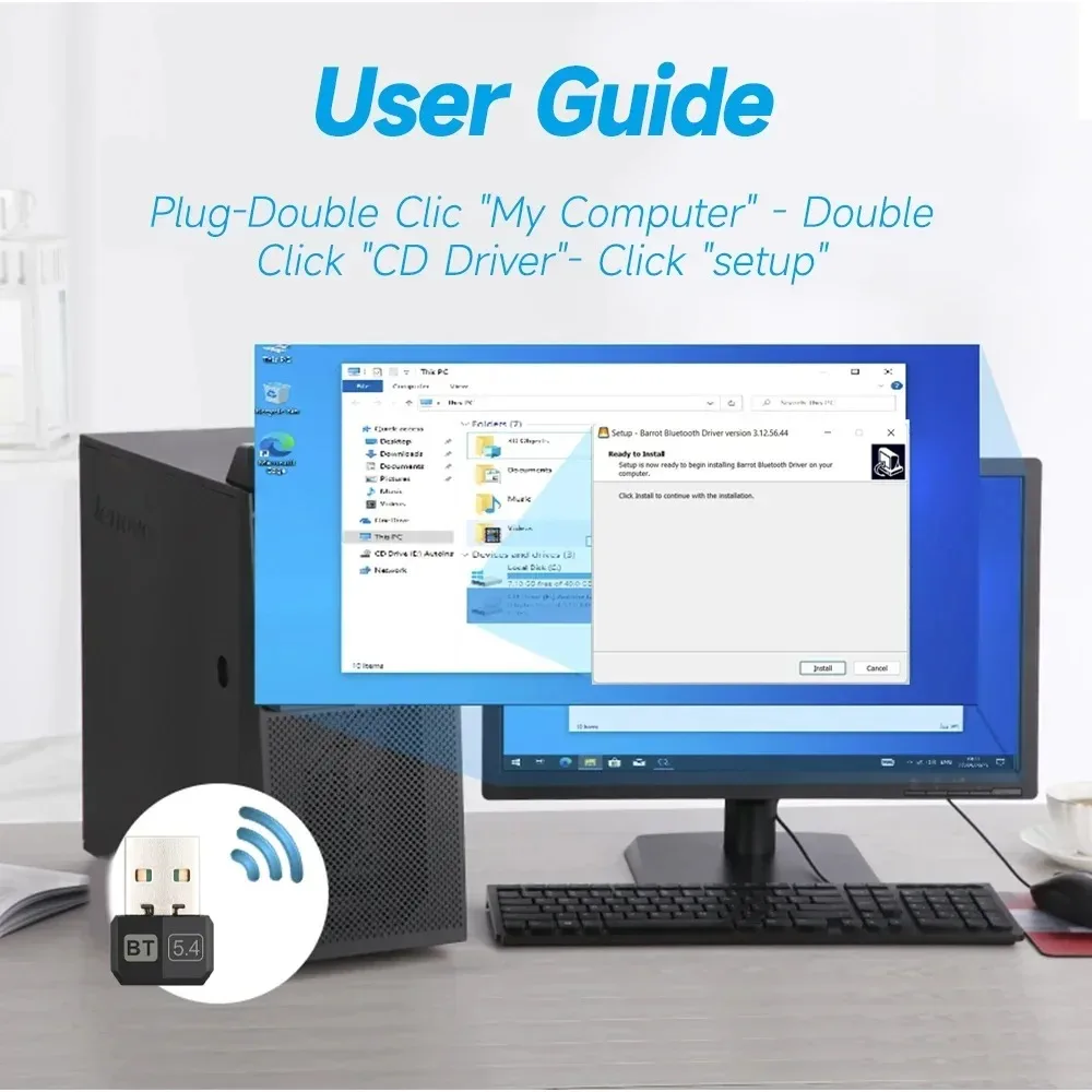 USB Bluetooth 5.4 Adapter Wireless Audio Sender Empfänger USB Sender für PC Dongle Adaptador Drahtlose Maus Tastatur