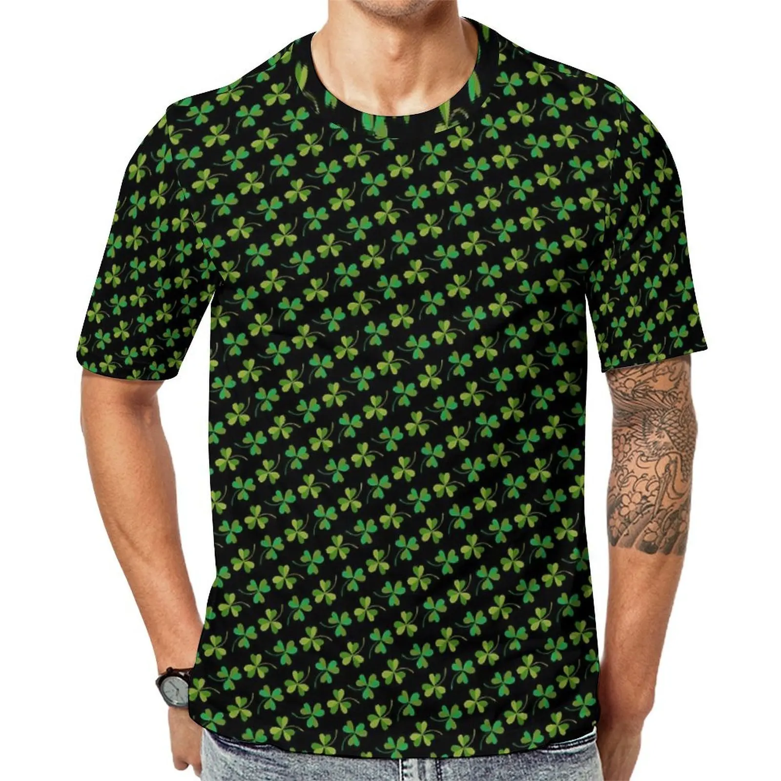 Oversized T-Shirt Summer Cute Shamrock Print T-Shirts St Patricks Day Awesome O-Neck Tee Shirt Male Retro Design Clothes