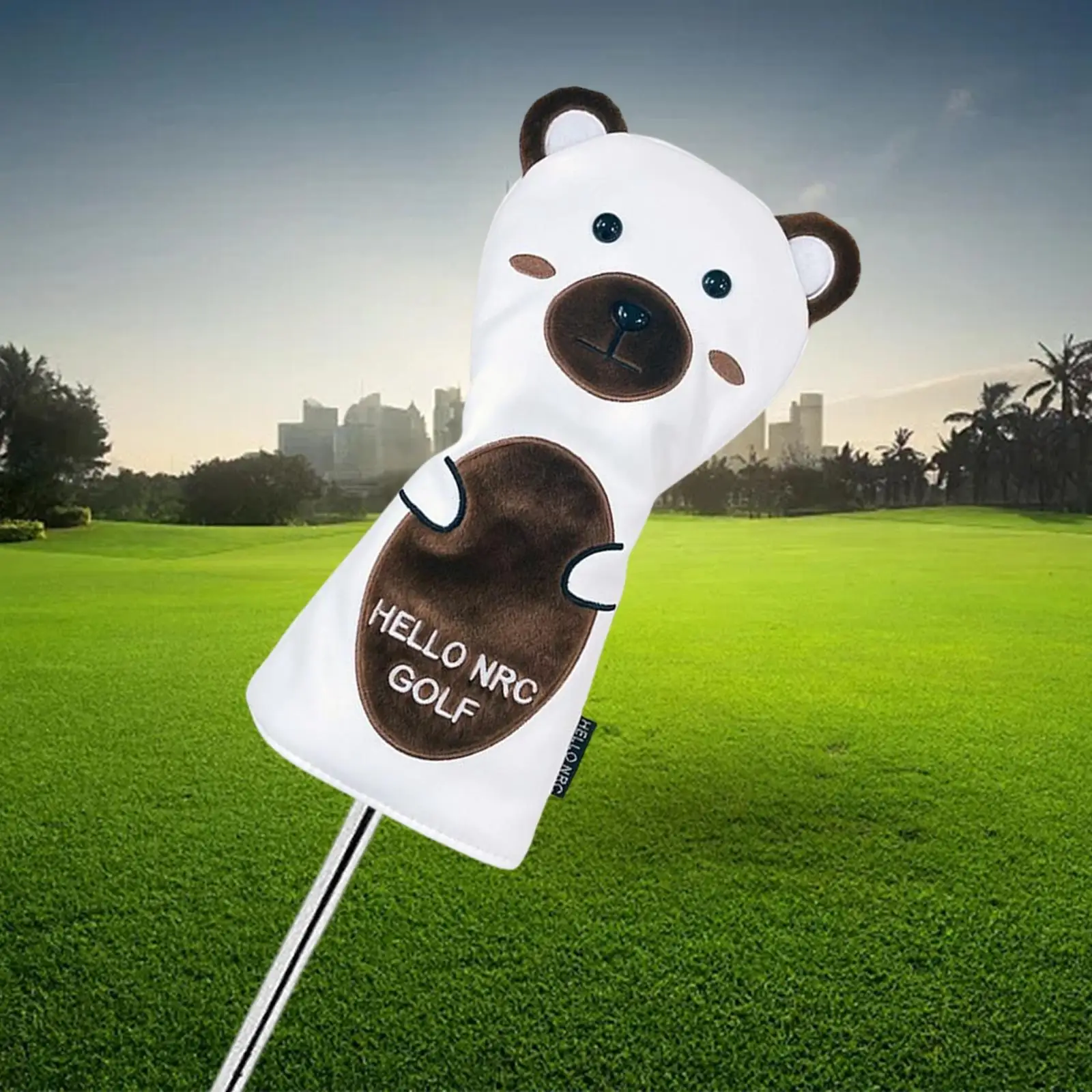 Golf Head Cover PU Leather Cute Bear Driver Hybrid Fairway Cover