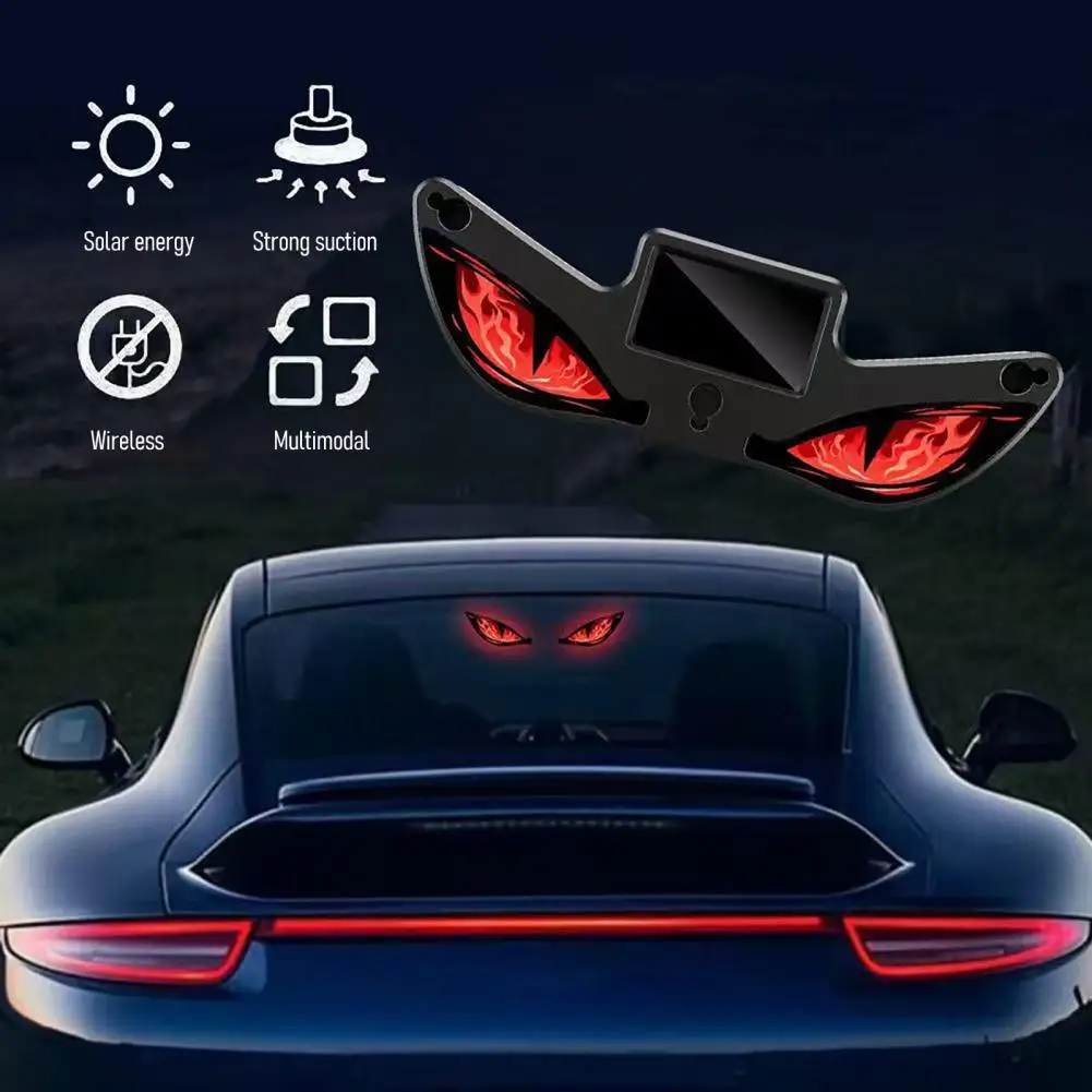 Solar Devil Eyes Light for Windshield, Magnetic Installation Window Warning Sign with Three Smart Modes, LED Digital Panel, Car view 3