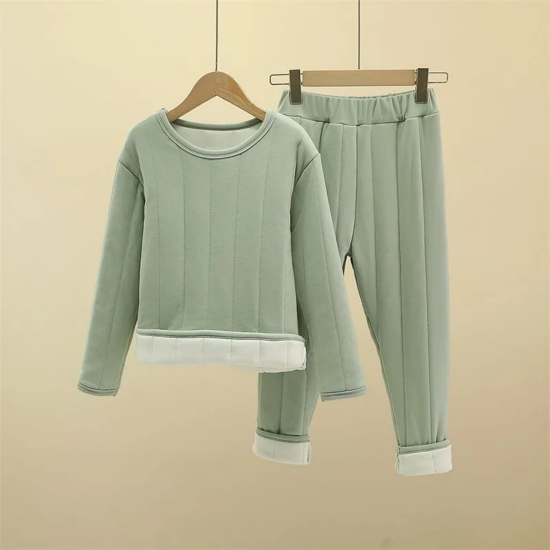 

Комплект детского термобелья унисекс, 3-слойные термопижамы на флисовой подкладке, теплая зимняя одежда для сна для мальчиков и девочек