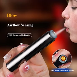 Creative Fire-breaking Blowing Lighter Rechargeable Windproof Personality USB Electronic Cigarette Lighter Gadgets for Men