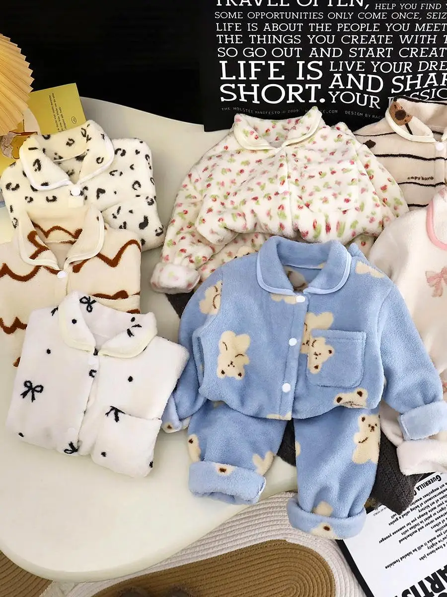 

Детский комплект термопижамы, удобная фланелевая домашняя одежда, зимнее новое поступление, длинные штаны Long Sve