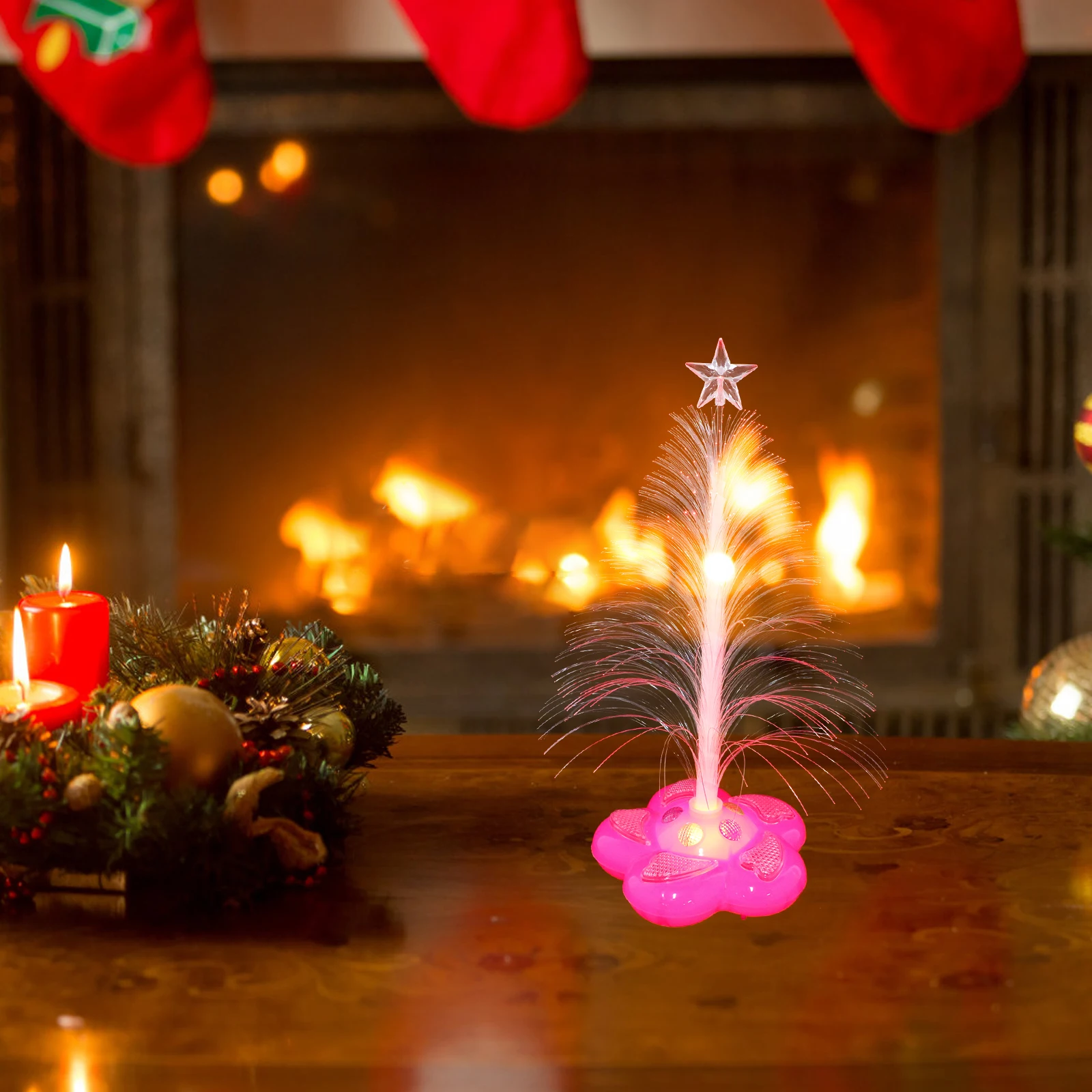 

Mini LED Fiber Optic Christmas Tree Light Colorful Flash Romantic Decoration Lamp Christmas Tree Fiber Optic Lamp