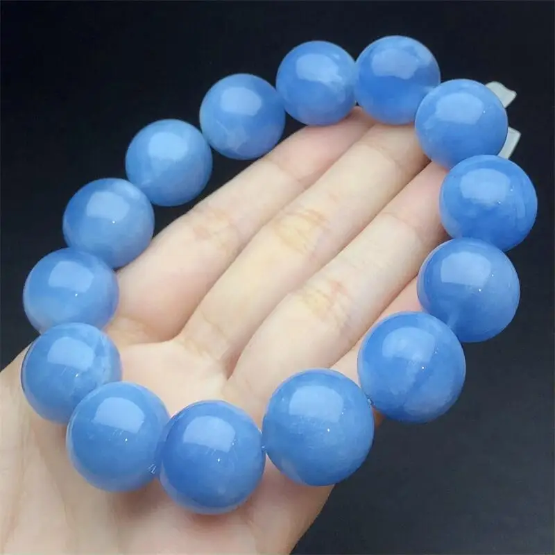 14MM Natural Aquamarine Bracelet Gemstone Crystal Reiki Healing Gemstone Fengshui Stone Jewelry Gift 1PCS