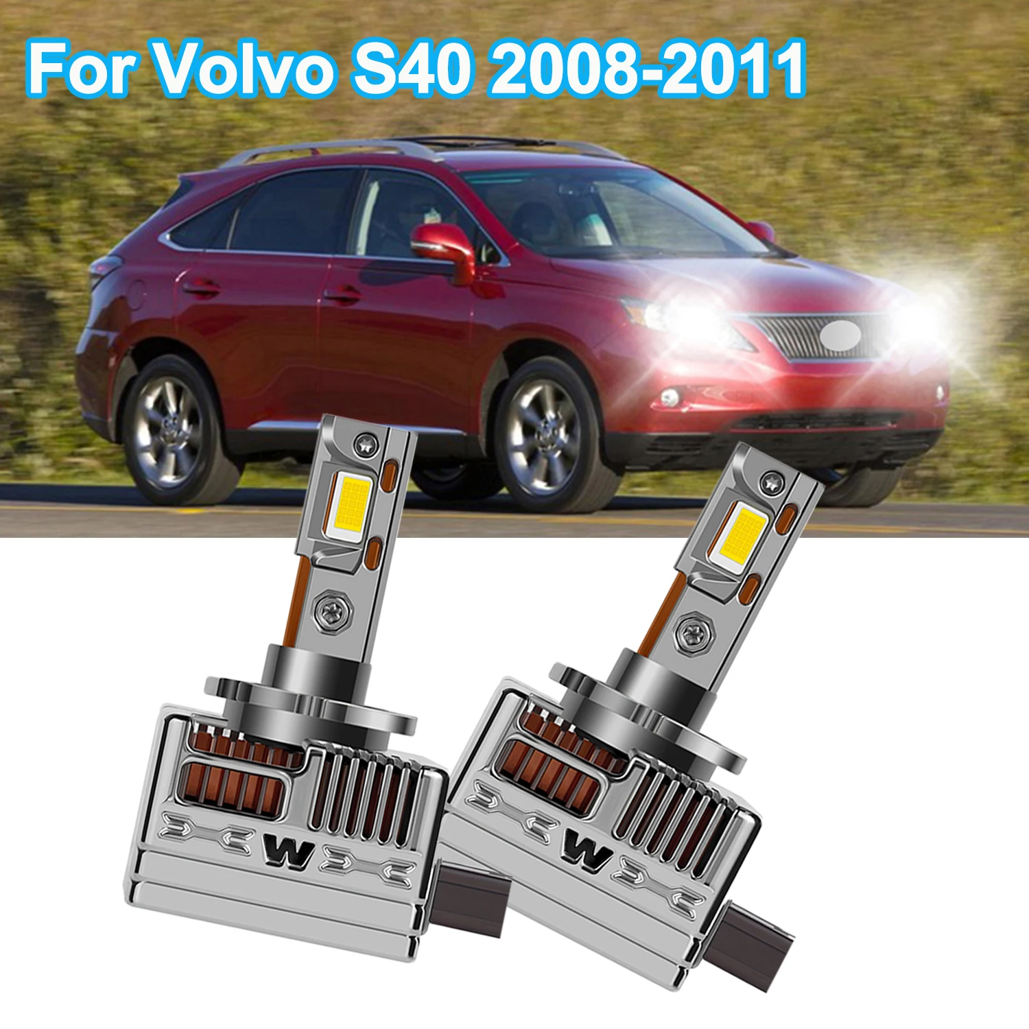 

For Volvo S40 2008-2011 HID Headlight LED Bulbs High Low Beam 3570 CSP Chips Car Lamps for Improved Visibility