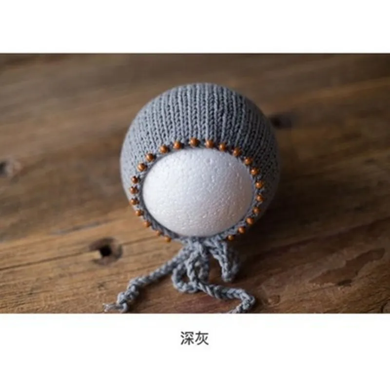 Newborn full moon baby beaded  knitted hat photography props baby studio supplies