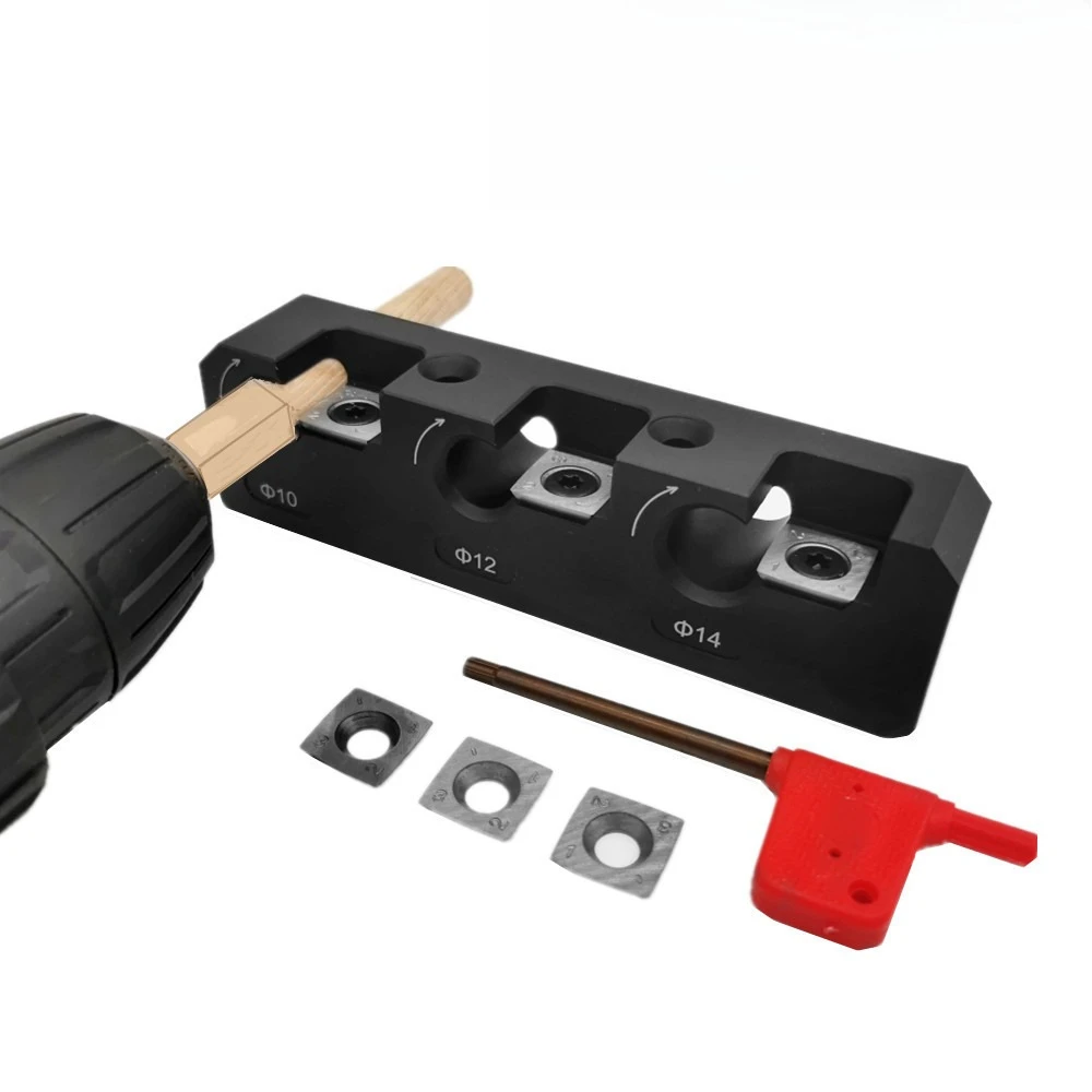 

10mm-14mm Dowel Maker Jig with Carbide Blades Electric Drill Milling Dowel Round Rod Auxiliary Cutter Machine Woodworking Tool