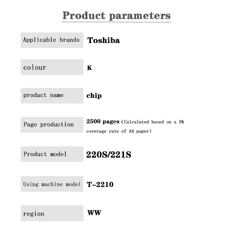 T-2210 Toner Chip Toner Cartridge Chip 2.5K for Toshiba e-Studio 220S/221S