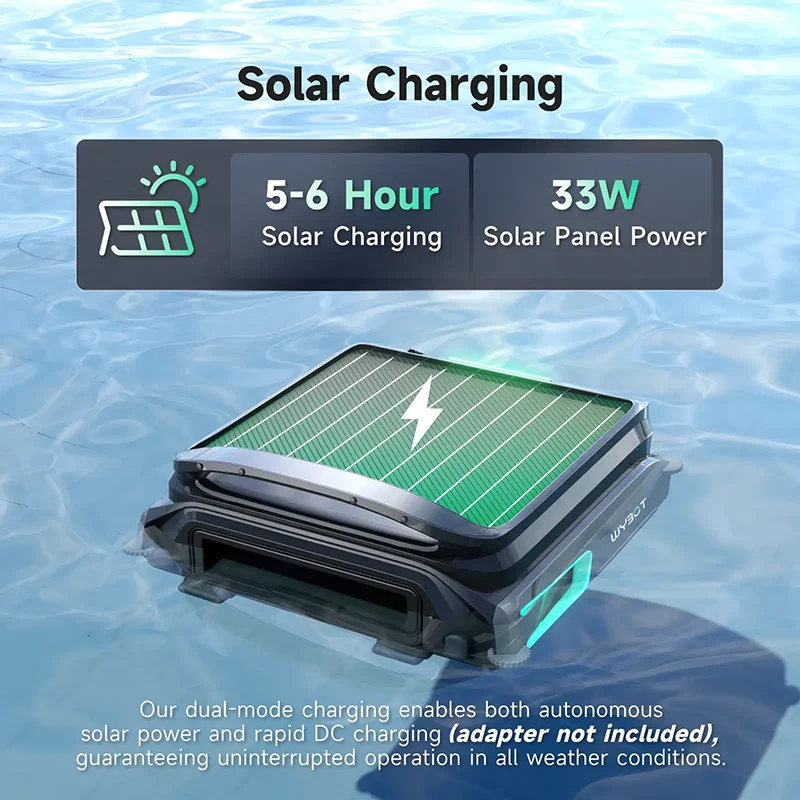 WYBOT F1 Solar Powered Robot Pool Cleaner Cordless Surface Skimmer 5200mAh Battery 7L Basket Smart App Control Swimming Pool