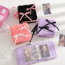 3Inch Bow Ribbon Plush Photocard Binder Kpop Idol Card Collect Book Pink Black Purple Card Holder Sweet Girls Cute Photo Album