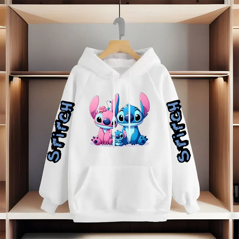 Disney Hoodies Kawaii Ohana Lilo Stitch Sweatshirts Men Women Gothic Cartoon Manga Pullover Boys Girls Teenager Autumn Winter