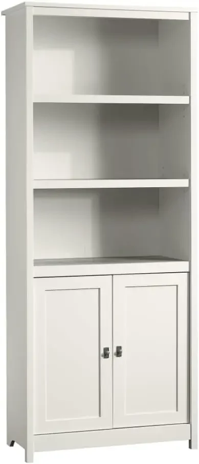 Book Shelf, Bookshelf with Storage, Library Bookcase with Doors and Adjustable Shelves, in Soft White Finish