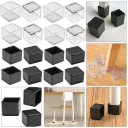 4pcs Transparent Chair Foot Cover Stool Foot Mat Table Leg Rubber Protective Cover Non-slip Wear-resistant Floor Furniture Pad