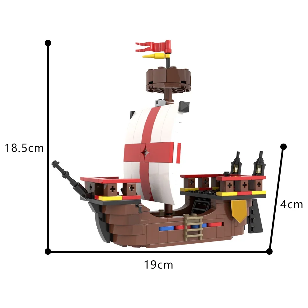 Gobricks MOC Medieval Ship Model Sailboat Building Blocks Vikings ship Bricks DIY Assembled Collection Toy for Children Gift