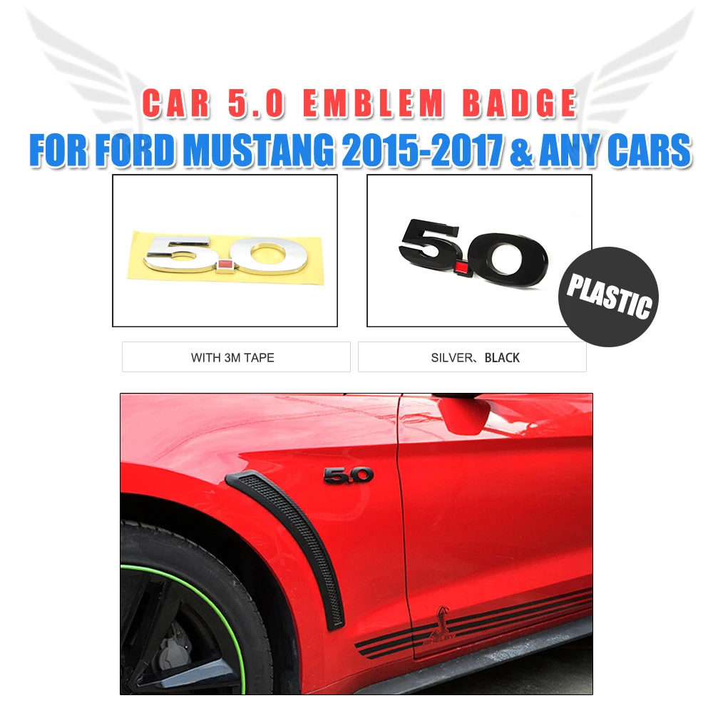 5.0 Emblem Universal Badge Logo Car Body Side Fender Trim Sticker For Ford Mustang 2015 2016 2017 All Cars Accessories