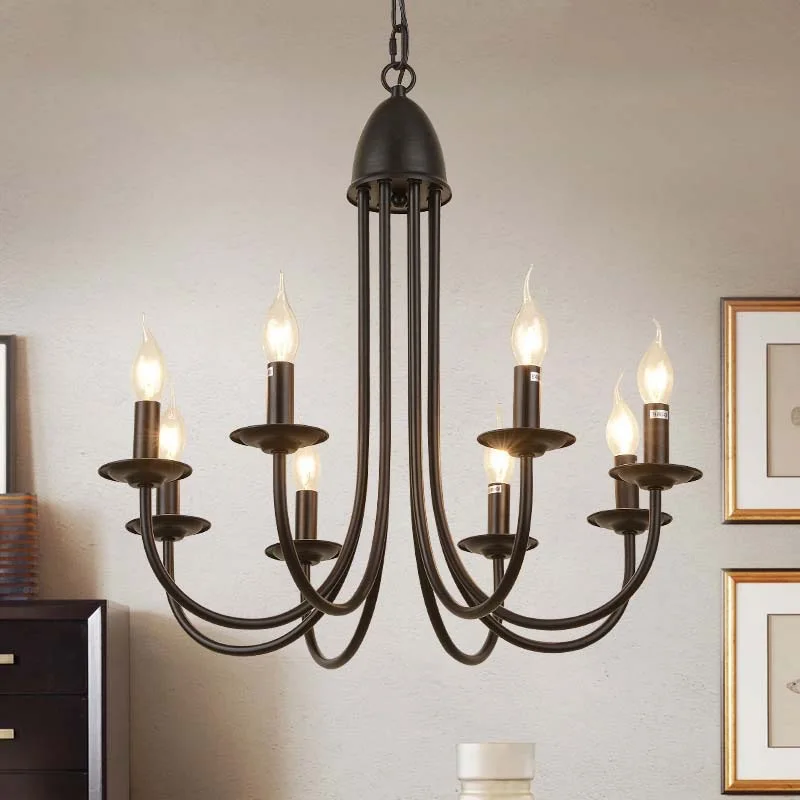 American Retro Metal Multi Head Pendant Lights Modern Personality Hanging Lamps Living Room Bedroom