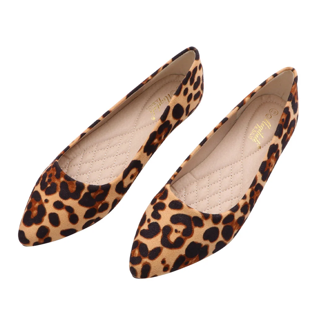 

Fashion Leopard Shoes Flat-heeled Shoes Pointed Shoes Leisure for Women Ladies (Khaki Leopard, Size 37)