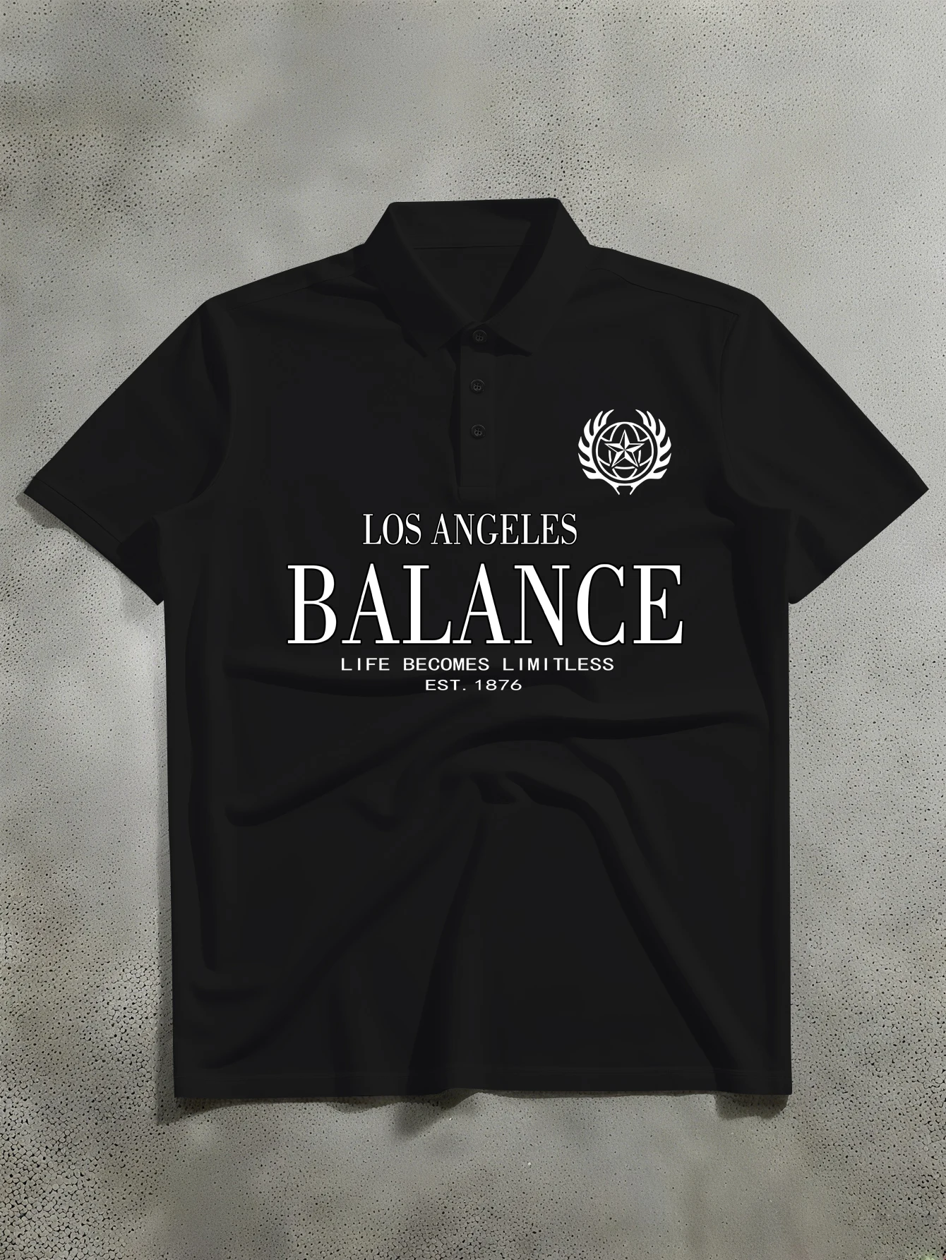 Men's Los Angeles Balance Graphic Polo Shirt, Casual Loose Fit Lapel Top