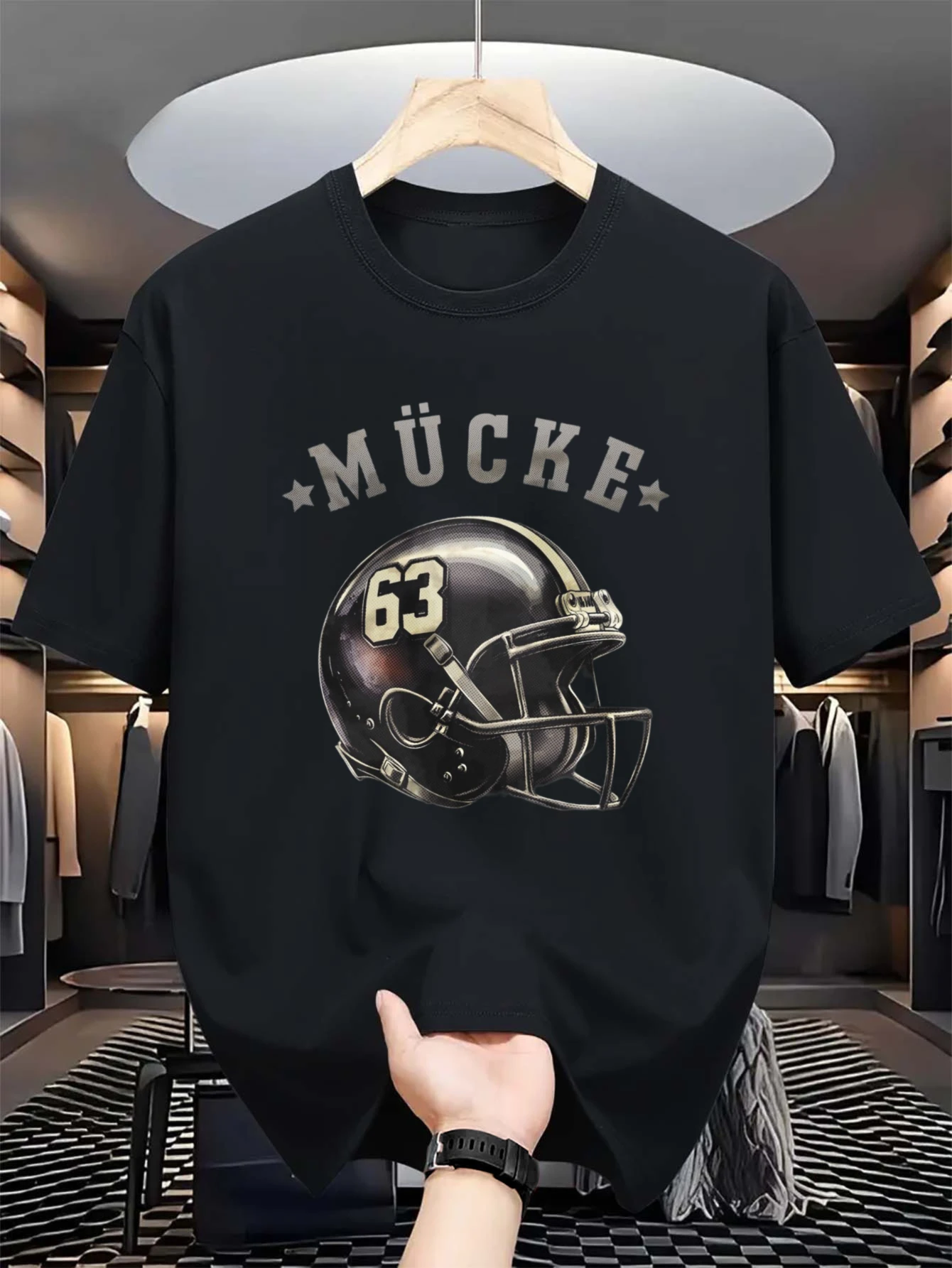 Men'S Mosquito 63 Retro Football Jersey T-Shirt - Mucke 63 Logo Print, Vintage Breathable Soft Fan Merchandise, Collectible Gift for Soccer Games And Casual Wear, H-Fit Round Neck Tee for Training And Outdoor (Black)