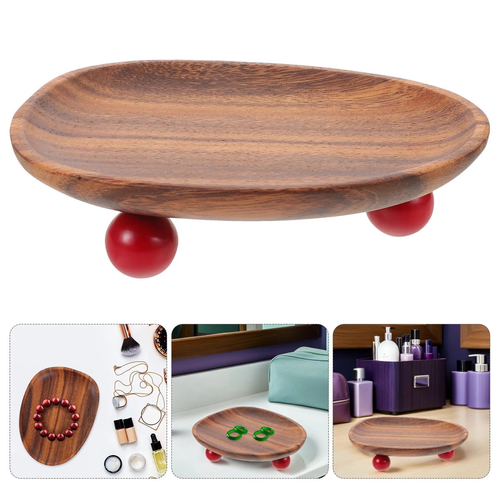 Wood Entryway Key Tray Natural Grain Wooden Decorative Tray for Keys Jewelry Perfume Cosmetics Rings Sundry Organizer Living