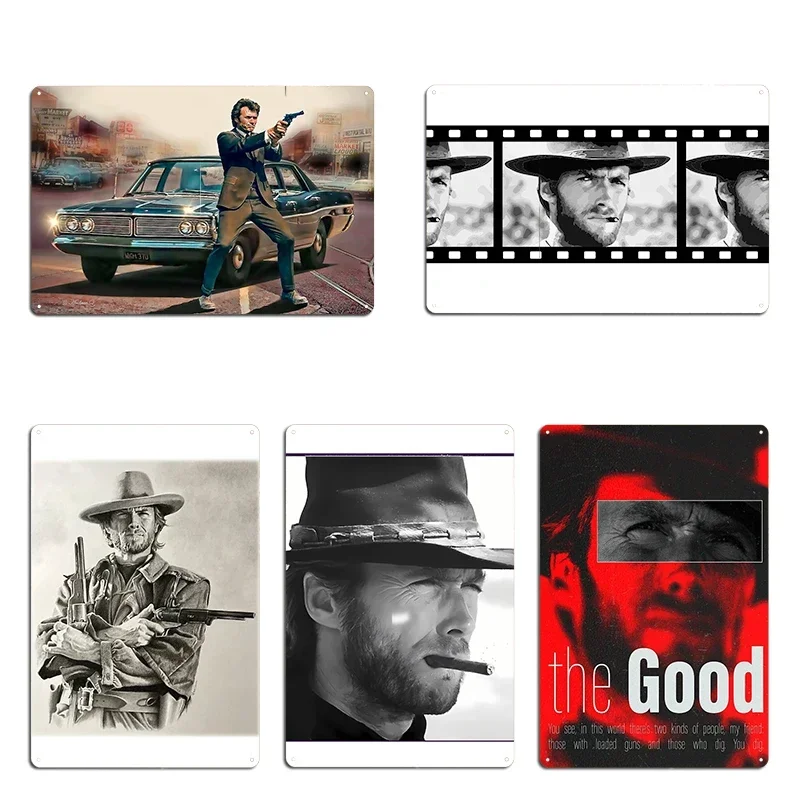 Van Gogh’s Self Portrait and Clint Eastwood sketch Dirty Harry Metal Plaque Home Custom Garage Club Wall Decor Tin Sign Posters