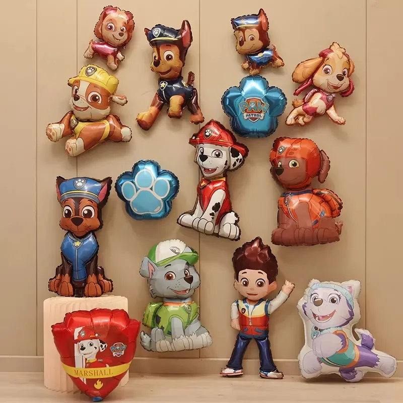 Cartoon PAW Patrol Ballon Junge Geburtstag Dekoration Aluminium Film Ballon Set Hund Chase Skye Kinder Party Supplies