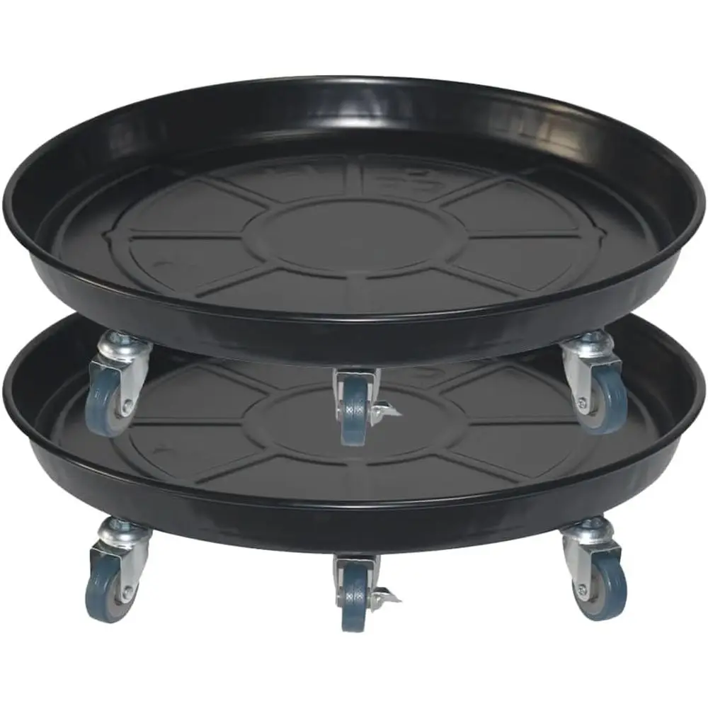 

Heavy-Duty Lockable Wheel Plant Stand, Indoor/Outdoor, Large Rolling Caster Dolly for Potted Plants, Round Metal Tray, Black