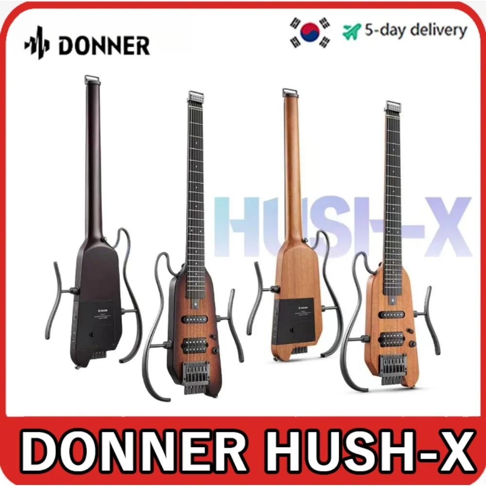 

Donner HUSH-X Headless Silent Acoustic Electric Travel Guitar Removable Frames Ultra Light Mahogany Solid Body HUSH X