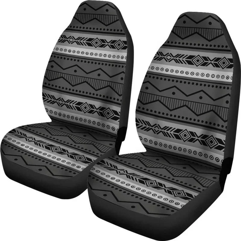 Gray and Black Ethnic Pattern Car Seat Covers Seat Protectors Tribal B,Pack of 2 Universal Front Seat Protective Cover