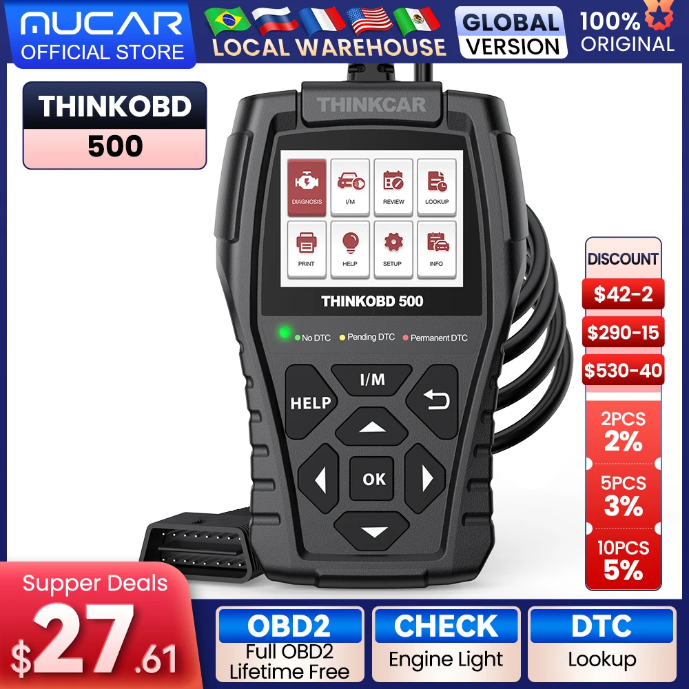 

THINKCAR THINKOBD 500 автомобильный полный Obd2 считыватель кодов, сканер, автомобильные профессиональные Автомобильные диагностические инструменты Obd