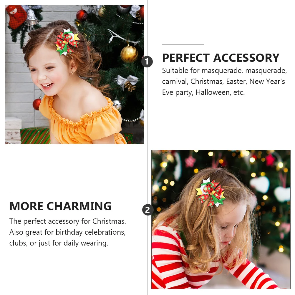 

8Pcs Christmas Hair Bows Collection Cute Bow Clips for Festive Events Carnival Halloween New Year Eve Decor